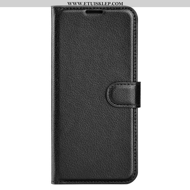 Etui Folio do iPhone 15 Plus Klasyczna Sztuczna Skóra Litchi